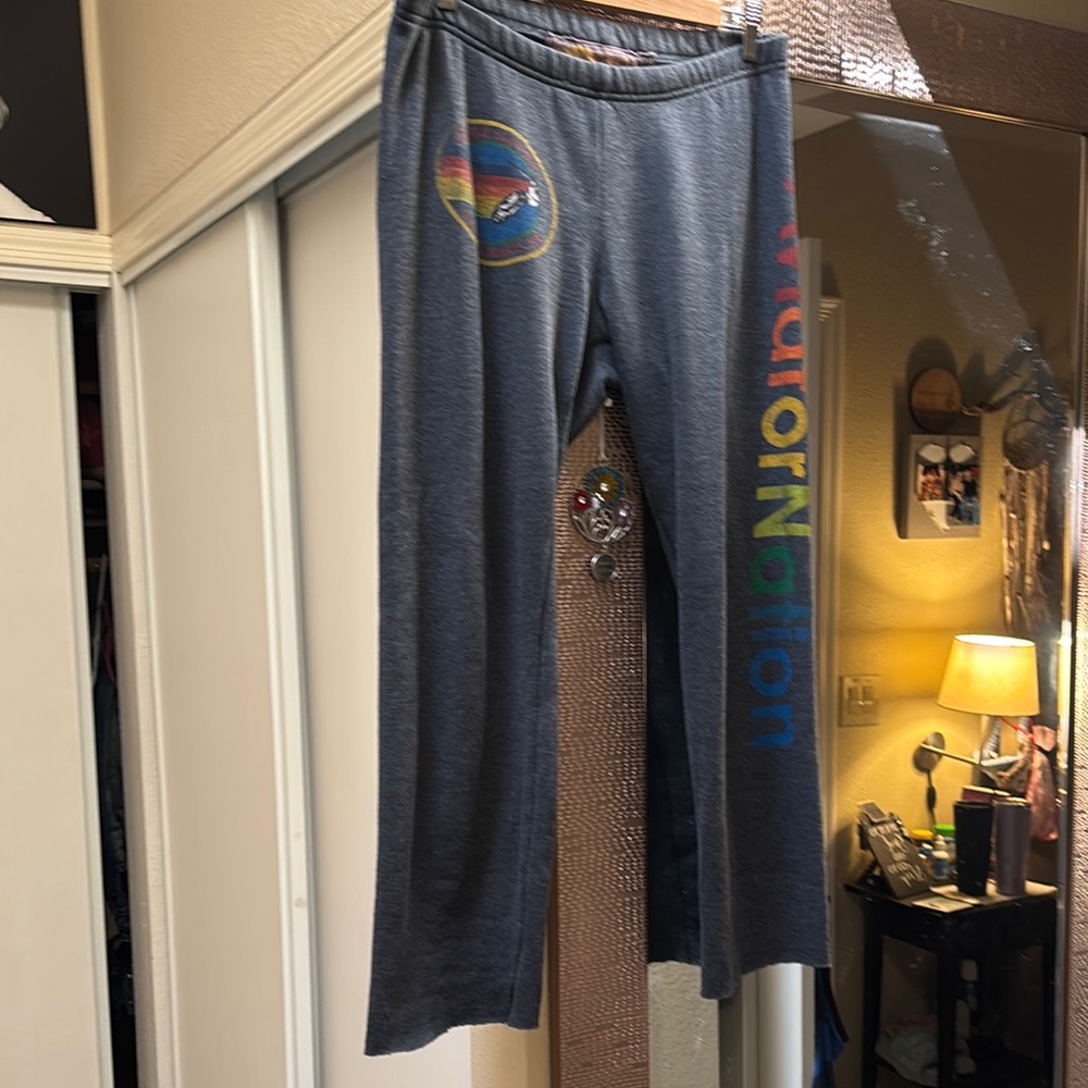 Aviator Nation Gray Rainbow Graphic Sweatpants